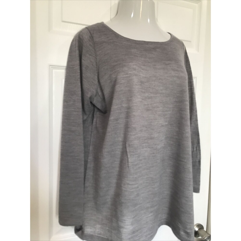 Laura Plus Size 2X Gray Tunic Wool Blend Lightweight Fine Knit Gray Sweater